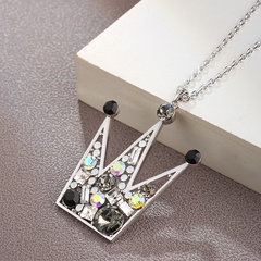 color rhinestone crown shape long sweater chain necklace wholesale jewelry Nihaojewelry