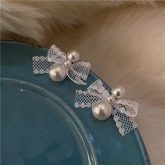 Lace bowknot pearl splicing stud earrings wholesale nihaojewelry