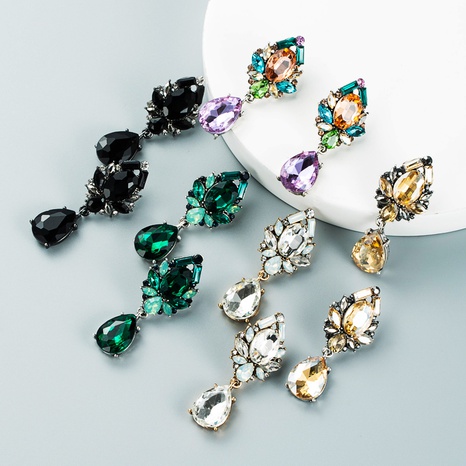 drop-shaped glass diamond pendant earrings wholesale nihaojewelry's discount tags