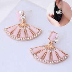 Korean fashion fan-shaped alloy diamond stud earrings wholesale Nihaojewelry