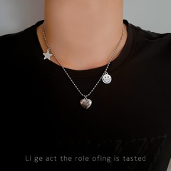 Cross-border source stainless steel love smiley face necklace new element star clavicle chain necklace wholesale