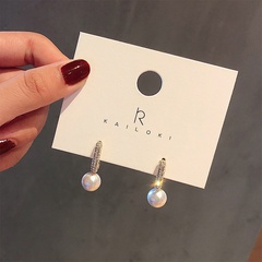 925 Silbernadel einfache Perlenohrringe neues koreanisches Temperament Französisch wilde Ohrringe