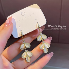 New opal tassel leaf earrings niche design sense trend personality earrings Korean temperament earrings