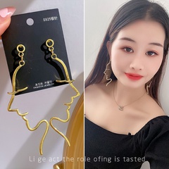 INS style minimalist fun face earrings hollow abstract earrings Korean personality design exaggerated long earrings