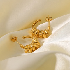 fashion style 18K gold stainless steel retro winding C-shaped earrings geometric earrings