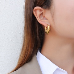INS style texture special-shaped hand-made earrings stainless steel 18K gold plated color-preserving earrings