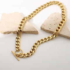 Joyería de acero inoxidable de moda Collar de cadena cubana OT Hebilla Collar de cadena cubana chapado en oro de 14 K