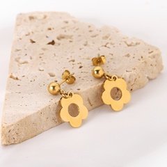 14K Gold Stainless Steel Fashion Jewelry Hollow Flower Pendant Earrings Geometric Earrings Jewelry