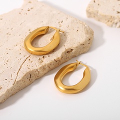 INS-Stil im europäischen und amerikanischen Stil, matte, ovale Ohrringe aus massivem Gold18K Gold-Edelstahl-Ohrringe