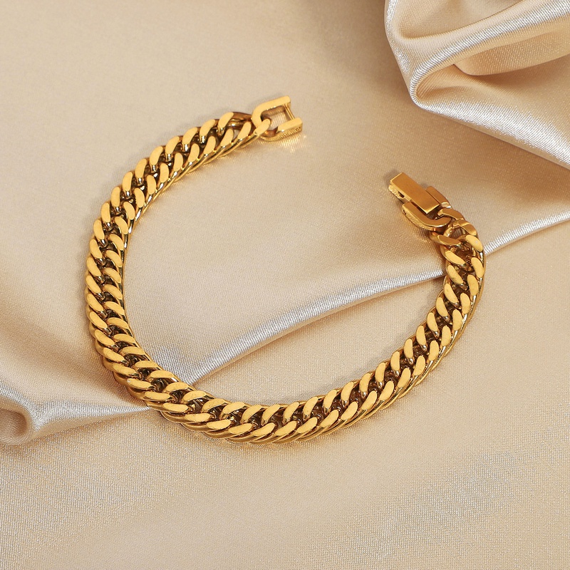 European and American 73mm thick Cuban chain bracelet 18K goldplated stainless steel bracelet
