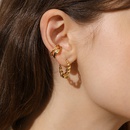 18K goldplated hoop jewelry doubleline crosswound twisted geometric Cshaped earrings stainless steel earringspicture13