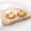 18K goldplated hoop jewelry doubleline crosswound twisted geometric Cshaped earrings stainless steel earringspicture14
