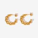 18K goldplated hoop jewelry doubleline crosswound twisted geometric Cshaped earrings stainless steel earringspicture16