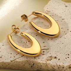 European and American INS style earrings 18K gold stainless steel fashion geometric oval earrings