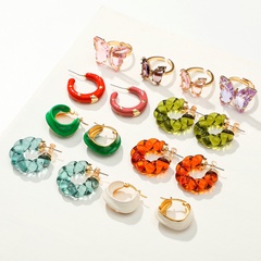 Minimalist Jewelry Pure Color Transparent Resin C-shaped Earrings Resin Twisted Hoop Earrings