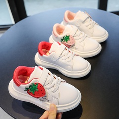 Girls Strawberry Shoes Baby White Sports Shoes Children Korean Casual Shoes 1-3 Years Old Children's Single Shoes