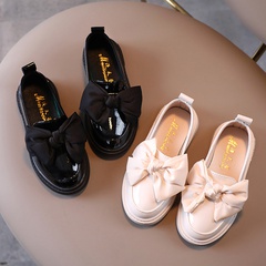 Girls' leather shoes spring and autumn British style bow princess shoes children's single shoes soft sole casual shoes