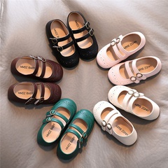 Girls' small leather shoes spring and autumn new round toe single shoes simple princess shoes Korean baby peas shoes