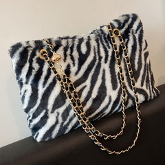 Plush bag large-capacity chain bag new furry leopard print one-shoulder messenger literary western style bag