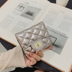 pince à billets courte fil brodé portefeuille rhombique version coréenne porte-monnaie pu sac de carte de mode sac pliant