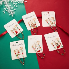 fashion elk snowman red and green beads tassel Christmas brooch ornaments wholesale