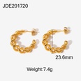 18K goldplated hoop jewelry doubleline crosswound twisted geometric Cshaped earrings stainless steel earringspicture17