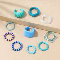 creative simple geometric resin beads ring set wholesale Nihaojewelry