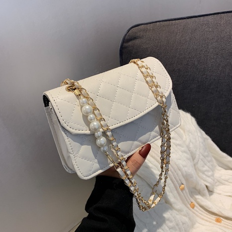 simple rhombus pearl chain shoulder messenger small square bag wholesale nihaojewelry's discount tags