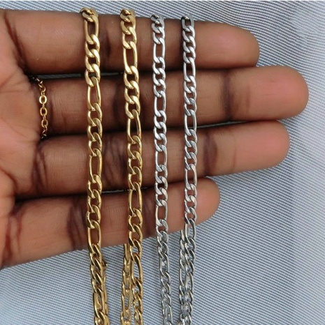 Stainless Steel Figaro Chain Necklace wholesale jewelry Nihaojewelry's discount tags