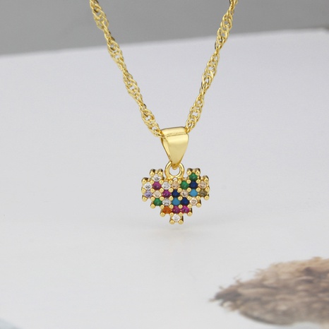 colored diamonds simple heart-shaped pendant necklace wholesale jewelry Nihaojewelry's discount tags