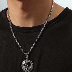 hip-hop wind sun moon necklace niche design sense simple temperament titanium steel necklace