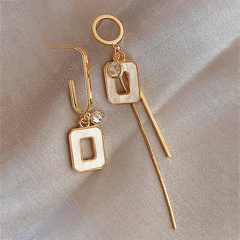 fashion asymmetrical square tassel alloy diamond earrings wholesale Nihaojewelry
