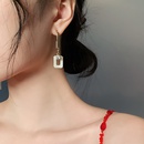 fashion asymmetrical square tassel alloy diamond earrings wholesale Nihaojewelrypicture14