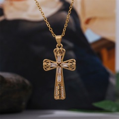 cross pendant copper inlaid zircon cross necklace wholesale jewelry Nihaojewelry