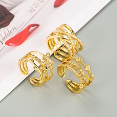 new fashion hollow 18k copper multi-layer inlaid zircon ring wholesale nihaojewelry