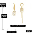 fashion asymmetrical square tassel alloy diamond earrings wholesale Nihaojewelrypicture20