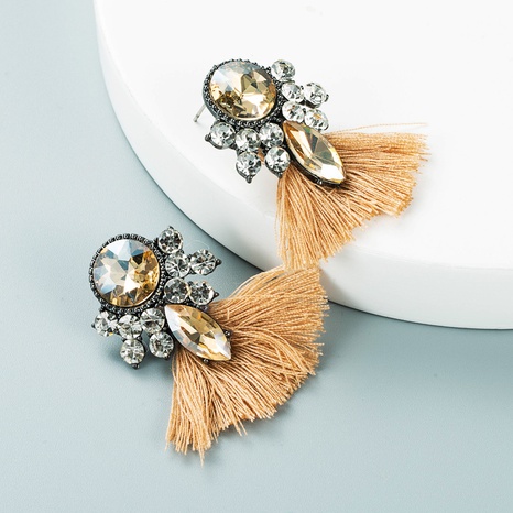 bohemian style rhinestone fan-shaped tassel earrings wholesale nihaojewelry's discount tags