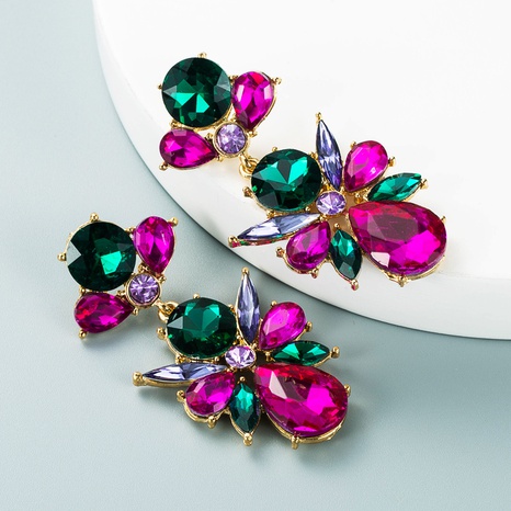 retro geometric colored glass diamond alloy earrings wholesale Nihaojewelry's discount tags