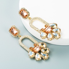 Fashion alloy inlaid color rhinestone geometric flower earrings wholesale Nihaojewelry