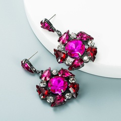 retro multi-layer alloy flower full diamond earrings wholesale Nihaojewelry