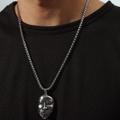 European and American jewelry fashion personality ghost mask pendant personality domineering titanium steel necklace