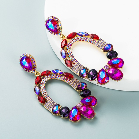 Korean alloy inlaid rhinestone glass diamond color earrings wholesale Nihaojewelry's discount tags