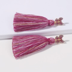 retro pink diamond butterfly tassel earrings wholesale Nihaojewelry