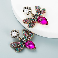 fashion trend color diamond butterfly pearl alloy earrings wholesale Nihaojewelry