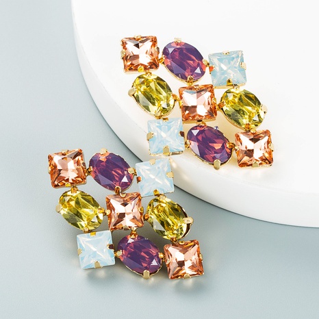 fashion color rhinestone geometric large earrings wholesale Nihaojewelry's discount tags