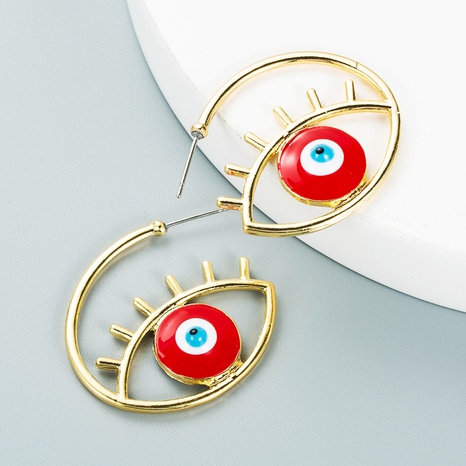fashion devil's eye drop oil C-shaped hoop earrings wholesale Nihaojewelry's discount tags