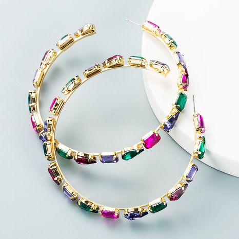 grandes boucles d'oreilles en forme de C en forme de diamant en verre géométrique de mode en gros Nihaojewelry's discount tags