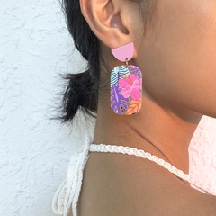boucles d'oreilles pendentif géométrique fleur de couleur hit en gros nihaojewelry