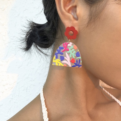 geometric hit color branch pattern pendant earrings wholesale nihaojewelry's discount tags