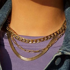 hollow geometric snake bone chain multilayer necklace wholesale nihaojewelry